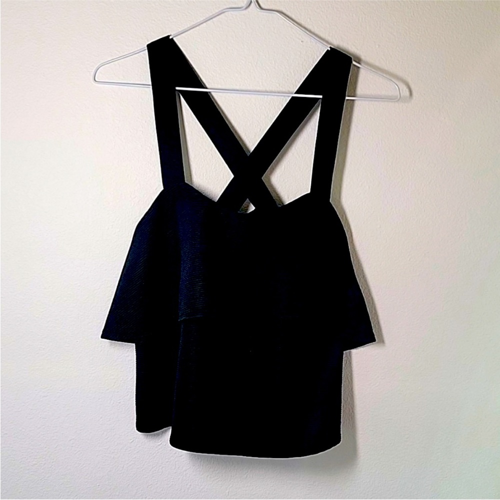 Madewell Black Flounce crop top